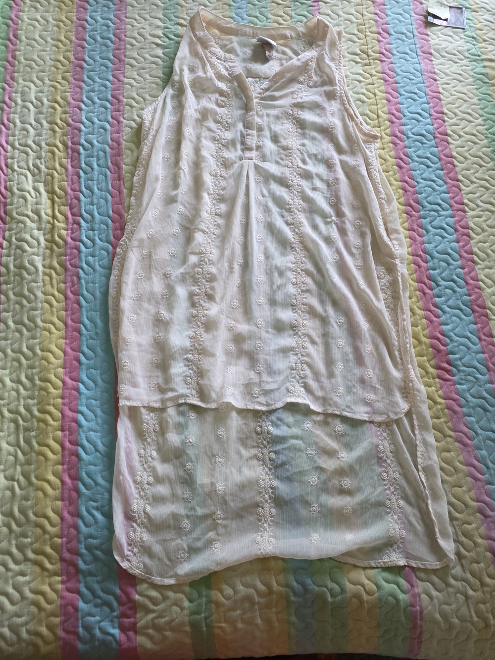 Women’s White Embroidered Layered Guaze Top